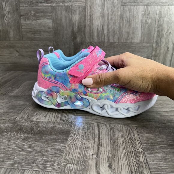 Skechers Kids size 3 Infinite Heart Lights Multicolored Shoes - Picture 8 of 8